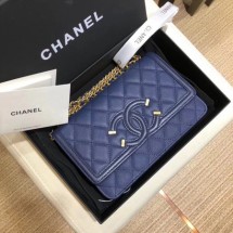 Imitation Chanel Flap Shoulder Bag Original Caviar Leather 5698 blue JK5247Za30