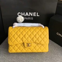 Imitation Chanel Flap Shoulder Bags Yellow Original Lambskin Leather CF1113 Glod JK5722KV93