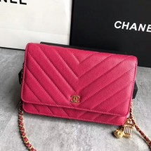 Imitation Chanel Owl Pendant Flap Shoulder Bag Calfskin Leather A33814 Pink JK5332EY79