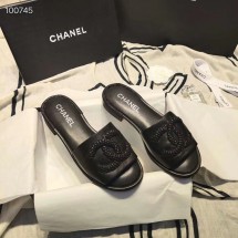 Imitation Chanel Slipper CC3695 Black JK536Za30