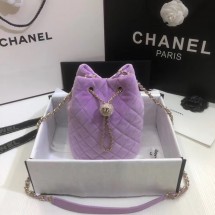 Imitation Chanel velvet Drawstring bag AS1894 Lavender JK3926Fo38