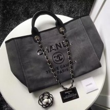 Knockoff Chanel Large Canvas Tote Shopping Bag A1679 Grey JK21Bt18