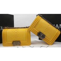 Knockoff High Quality Boy Chanel mini Flap Bag Original Python Leather A67085 Yelllow JK522FA65