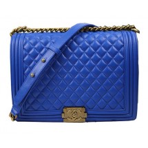 Luxury Chanel Boy Flap Shoulder Bag Original Sheepskin Leather A67087 Blue JK859bE46