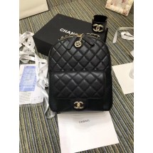 Luxury Chanel Grained Calfskin & Gold-Tone Metal backpack AS0004 black JK4898Px24