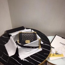 Luxury Chanel Leboy Original Calfskin leather Shoulder Bag G67085 black & gold -Tone Metal JK4728UV86