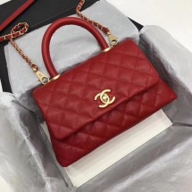 Luxury Replica Chanel Classic Top Handle Bag Red Cannage Pattern A92290 Gold JK5372vv50