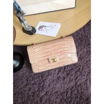 New Chanel Classic Flap Bag Original Alligator & Gold-Tone Metal A01112 light pink JK4384Uf80