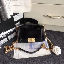 Replica BOY CHANEL Flap Bag with Handle Orylag Calfskin & Gold-Tone Metal A94805 black JK4949BB13