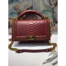 Replica Boy Chanel Flap Shoulder Bag original Snake leather 67086 red JK5314BB13