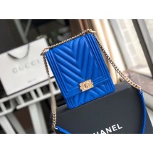 Replica Boy chanel handbag Grained Calfskin & Gold-Tone Metal VS0130 blue JK4535BJ25