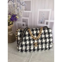 Replica CHANEL 19 Flap Bag AS1162 black&white JK4272HB48