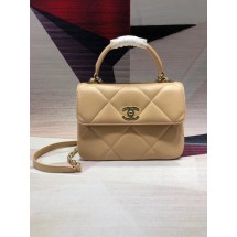 Replica Chanel CC original lambskin top handle flap bag A92236 apricot&Gold-Tone Metal JK4470ui32