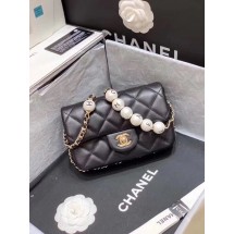 Replica Chanel flap Imitation Pearls bag AS1436 black JK4208Sf59