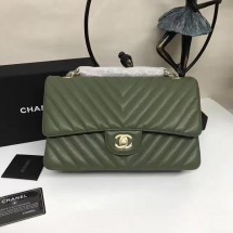Replica Chanel Flap Shoulder Bags Green Sheepskin Leather A1112 Glod JK5800Ix66