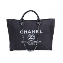 Replica Chanel Medium Canvas Tote Shopping Bag A02042 Black JK1056SV68