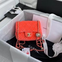 Replica Chanel Original Small velvet flap bag AS1115 orange JK3913ec82