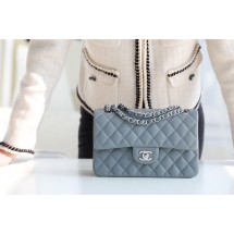 Replica Chanel Small Classic Handbag Sheepskin & silver-Tone Metal A01113 grey JK3354it96