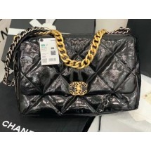Replica Cheap chanel 19 large flap bag Waxed skin AS1162 black JK3584Mq48