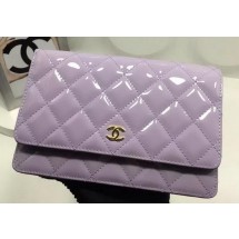 Replica Top Chanel WOC mini Flap Bag Patent Leather A33814P Lavender JK151ll80