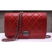 AAA 1:1 Boy Chanel mini Flap Bags Bright Cannage Pattern A33815 Burgundy JK403vi59