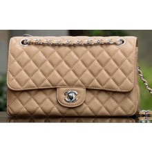 AAA 1:1 Chanel 2.55 Series Flap Bag Apricot Sheepskin Leather A1112 Silver JK713yF79