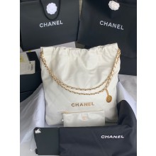 AAA 1:1 CHANEL 22 HANDBAG Shiny Calfskin & Gold-Tone Metal AS3262 white&gold JK2399vi59