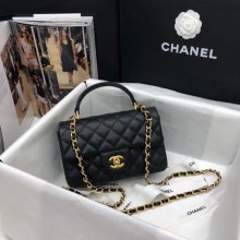 AAA 1:1 CHANEL mini flap bag with top handle AS2431 black JK3439yF79