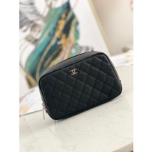 AAA Replica Chanel Caviar Quilted Curvy Pouch Cosmetic Case 220597 Black JK3919cf50
