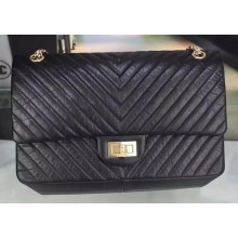 AAA Replica Chanel Classic Flap Bag Original Chevron Leather A90669 Black JK98cf50