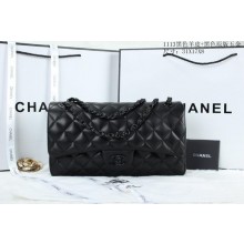 AAA Replica Chanel Classic Flap Bag Sheepskin Leather A1113 Black JK856Oy84