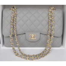 AAAAA Chanel Jumbo Double Flaps Bag Grey Cannage Pattern A36097 Gold JK193Qa67