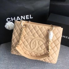 AAAAA Chanel LE Boy Grand Shopping Tote Bag GST Apricot Cannage Pattern A50995 Gold JK5785aM93