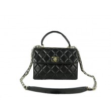 AAAAA Imitation Chanel Classic Top Handle Bag Original Sheepskin Leather A92236 Black JK1112oT91