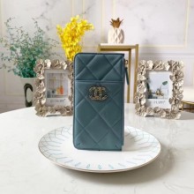 AAAAA Knockoff CHANEL 19 Mobile phone case Card Holder AP1182 sky blue JK1206Pg26