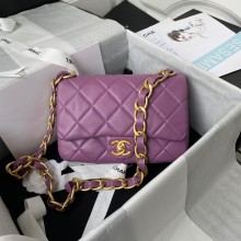 CHANEL Lambskin Flap Shoulder Bag 2022SS purple JK2968kC27