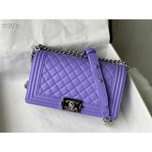 Chanel Le Boy Flap Shoulder Bag Original Leather A67086 purple JK3317TV86