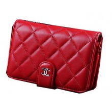 Chanel Matelasse Bi-Fold Wallet Sheepskin Leater A31506 Red JK1509Rk60