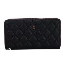Chanel Matelasse Zip Around Wallet Cannage Pattern A2618 Black JK1483wn15