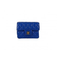 Chanel mini Classic Flap Bag Blue Sheekskin CHA1115 Gold JK1113aM39