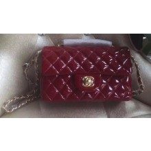 Chanel mini Classic Flap Bag Original Patent A1116 Wine JK173Is53