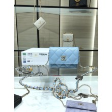 Chanel mini leather Shoulder Bag AP2444 sky blue JK2928RX32