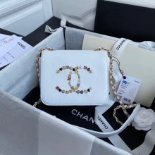 Chanel Original Lather Flap Bag AS3699 white JK3917Av26