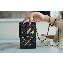 CHANEL Shoulder Micro Mini Bag On Chain AP2288 Black JK3180iZ66