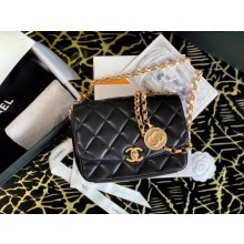 Chanel small flap bag Lambskin & Gold-Tone Metal AS2189 black JK3801Hn31