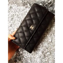 Chanel Tri-Fold Wallet Cannage Pattern Leather A48656 Black JK1473rh54