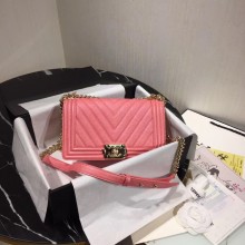 Cheap Chanel Le Boy Flap Shoulder Bag Original Leather Pink V67086 Gold JK4554sZ66