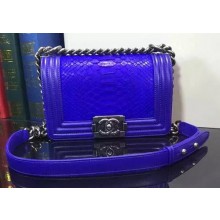 Copy 1:1 Boy Chanel Flap Shoulder Bag Snake Leather A67085 Blue JK429xD64