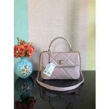 Fake Chanel CC original lambskin top handle flap bag A92236 pink&Gold-Tone Metal JK2520xR88