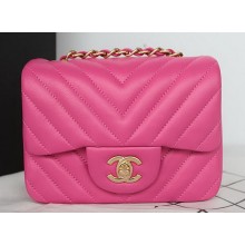 Fake Chanel Classic MINI Flap Bag Sheepskin Leather A1115 Rose JK292QF99